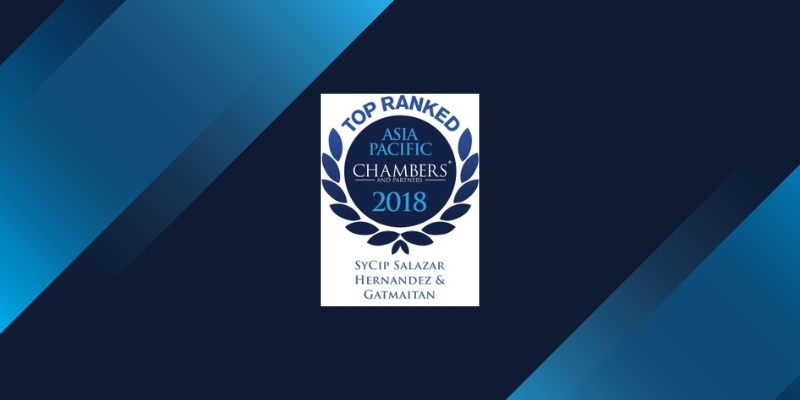 Chambers Asia-Pacific 2018 ranks SyCipLaw as Band 1 Firm